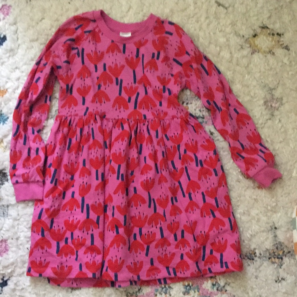 Girls' Pink Floral Long-Sleeve Dress